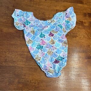 Blue purple gold mermaid one piece leotard size 4T